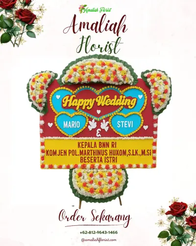 Karangan Papan Bunga Pernikahan di Pekauman